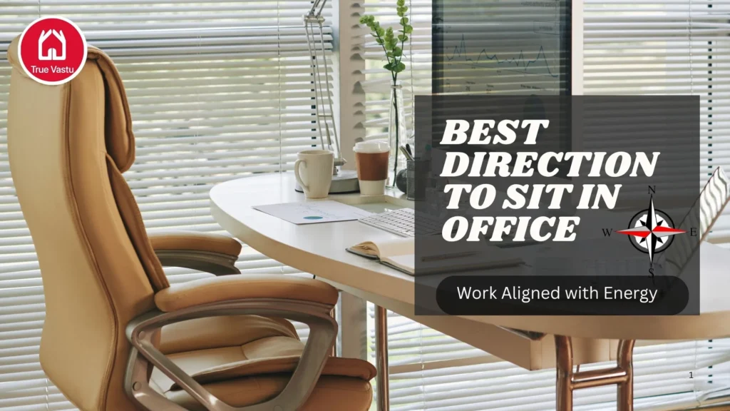 Woman sitting happily in office facing northeast direction as per Vastu for better focus and career growth
