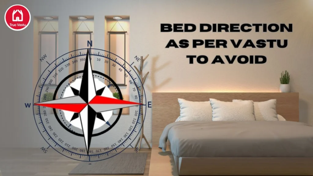 Bed placed in southwest corner as per Vastu with head facing south or east for good health and restful sleep.