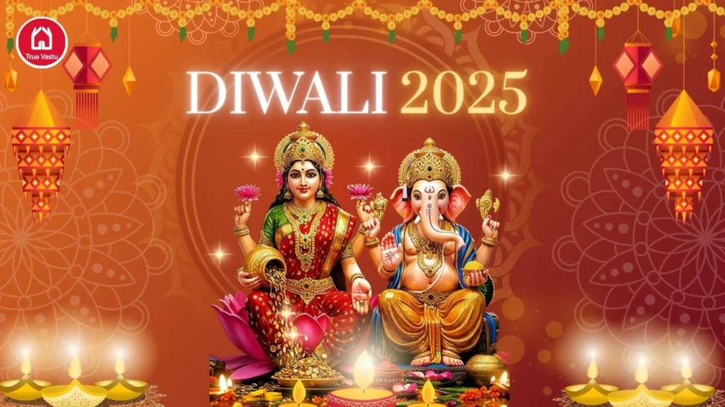 Lakshmi Puja during Diwali 2025 with diyas and lights